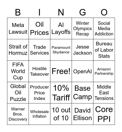 CNN 10 2/27/2026 Bingo Card