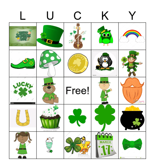 Saint Patrick's Day Bingo Card
