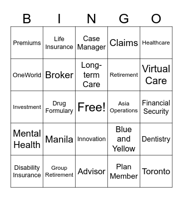 Sun Life Bingo Card