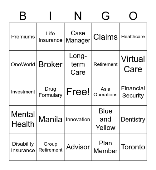Sun Life Bingo Card