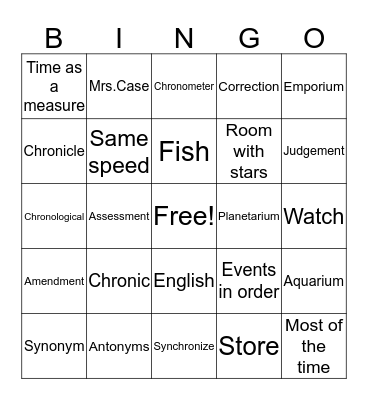 ALEX Bingo Card