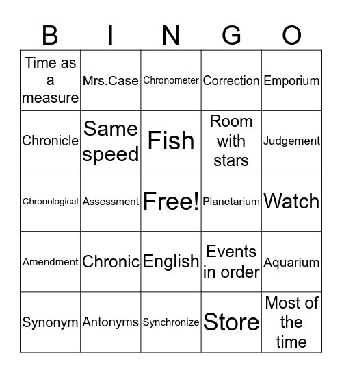 ALEX Bingo Card