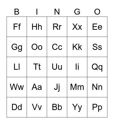 The Alphabet Bingo Card
