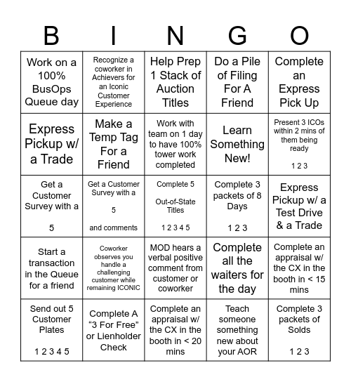 Tax Time Bingo Card