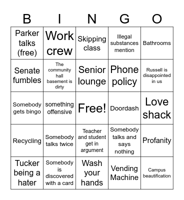 Open meeting bingo Card