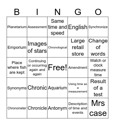 Bryce's bingo Card