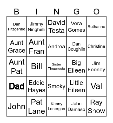 Fitzgerald Family Bingo Card