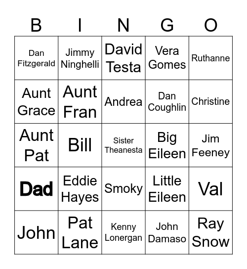 Fitzgerald Family Bingo Card