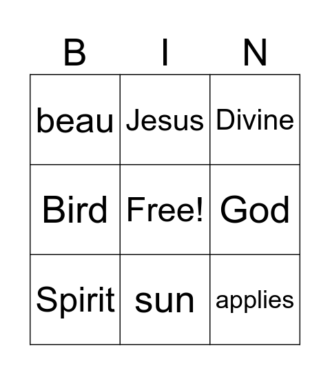The trinity Bingo Card