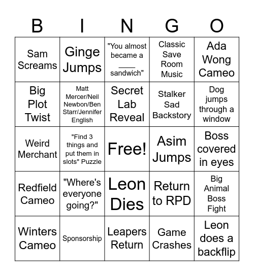Where's everyone going? Bingo? Bingo Card