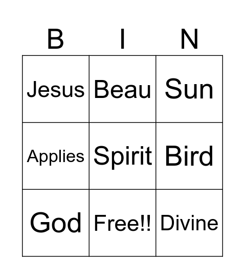 The trinity Bingo Card