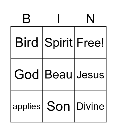 The trinity Bingo Card