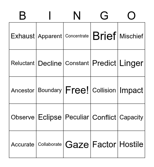 Untitled Bingo Card