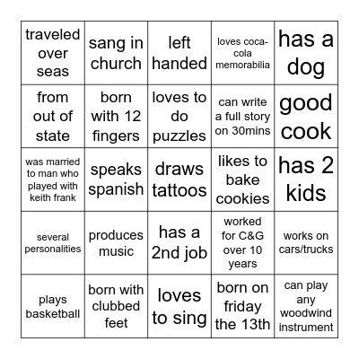 Get To Know Us BINGO! Bingo Card