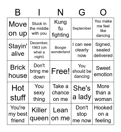 Joe Knows the 70's Bingo Card