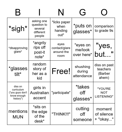 mills bingo Card