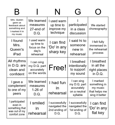 Pop Show Bingo Card