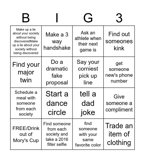 threeeee Bingo Card