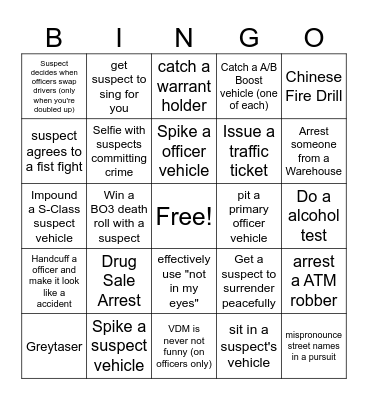 PD Bingo Card