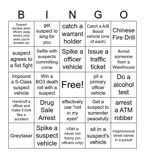 PD Bingo Card