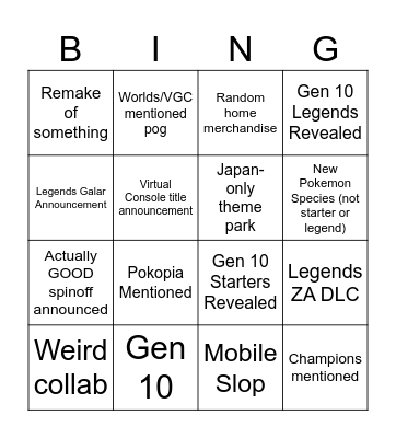 Pokemon Day 2026 Bingo Card