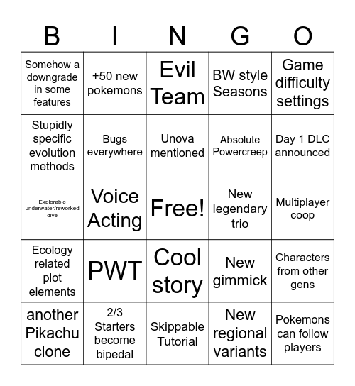 Gen 10 Wind/Waves Bingo Card