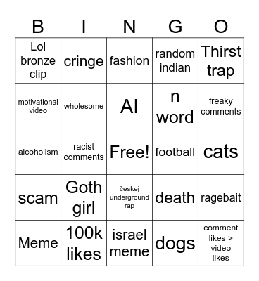 tik tok bingo :))) Bingo Card