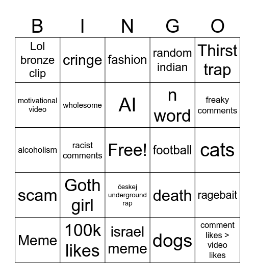 tik tok bingo :))) Bingo Card