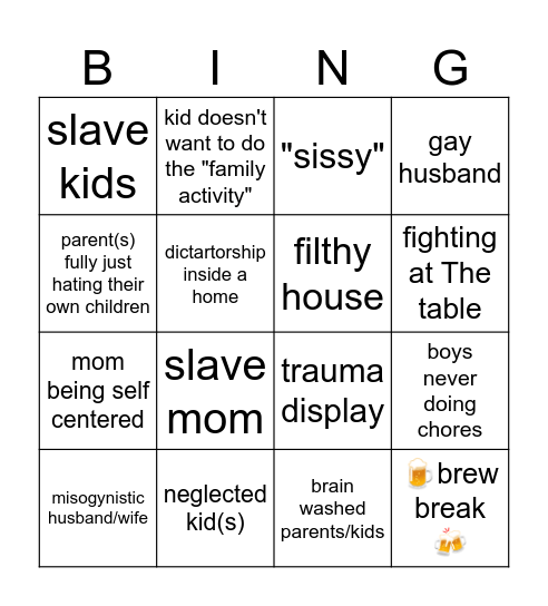 wife swap usa Bingo Card