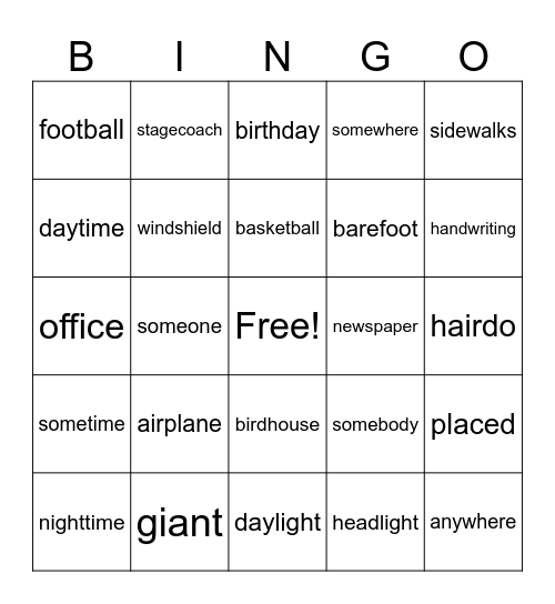 5.1 Bingo Card