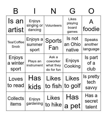 March Mingle Bingo Card