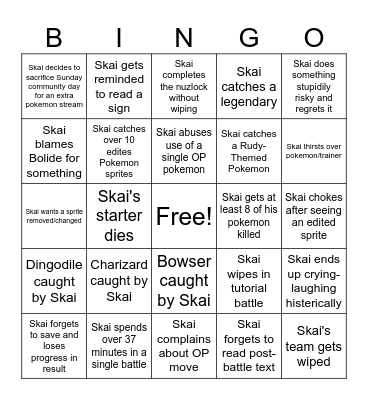 Skaizlock Bingo 2026 Bingo Card