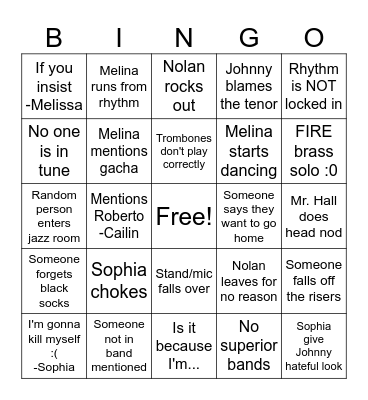 Jazz Bingo Card