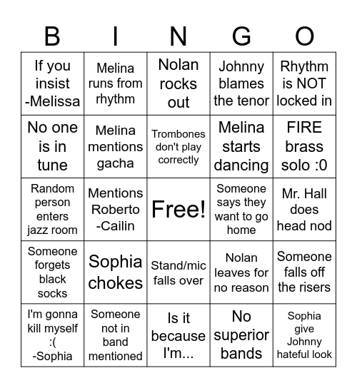 Jazz Bingo Card