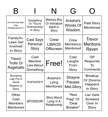SRRS Bingo Card