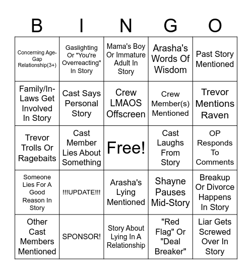 SRRS Bingo Card
