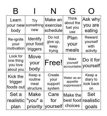 Stay on Track Bingo Card