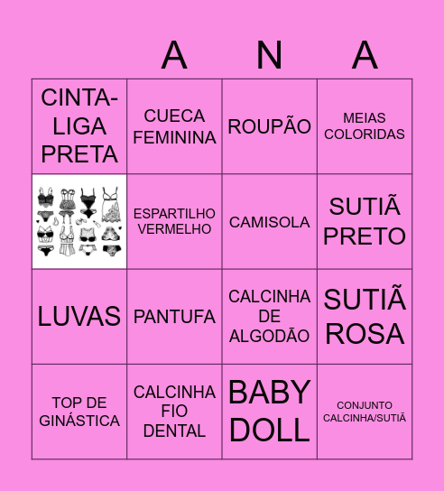 Chá de Lingerie Bingo Card