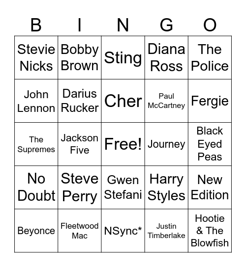 Groups & Solo Offshoots Bingo Card