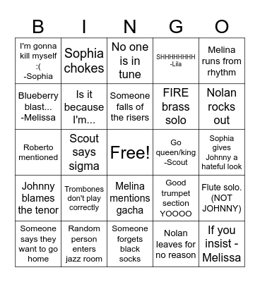 Jazz Bingo Card