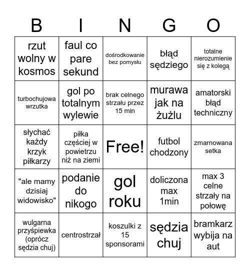 polish 1 liga Bingo Card