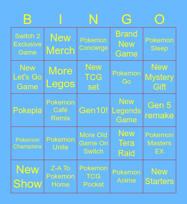 Pokemon Day 2026 Bingo Card