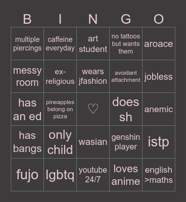 lia’s Bingo Card