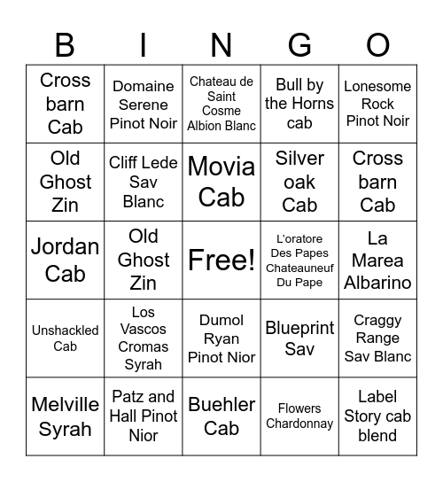Reserve Bingo Card