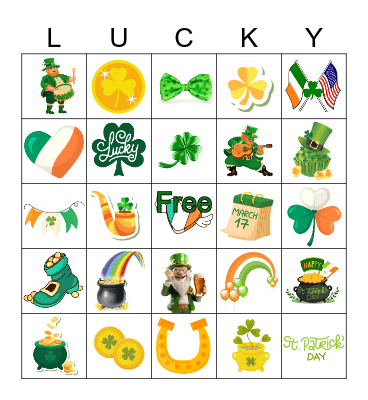 St Patrick's Day Bingo Card