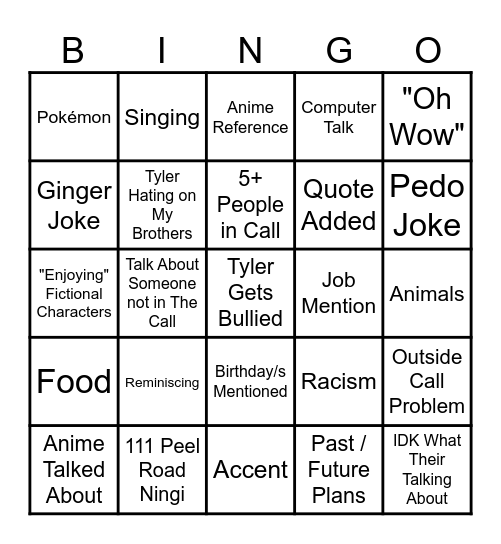 Friend Bingo Card