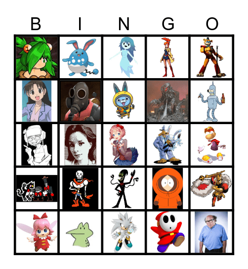 Favorite Character Bingo Card