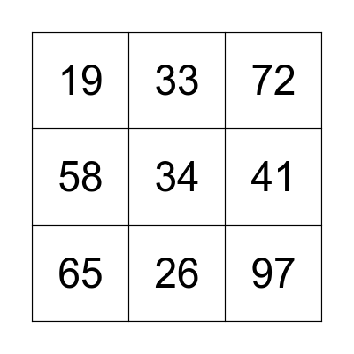 Place Value Bingo Card