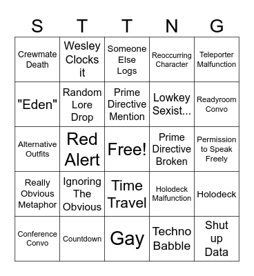 Star Trek TNG Bingo Card