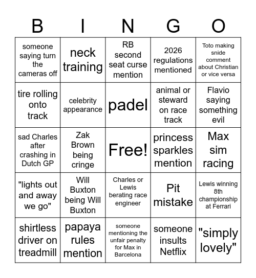 DTS Season 8 Bingo Card